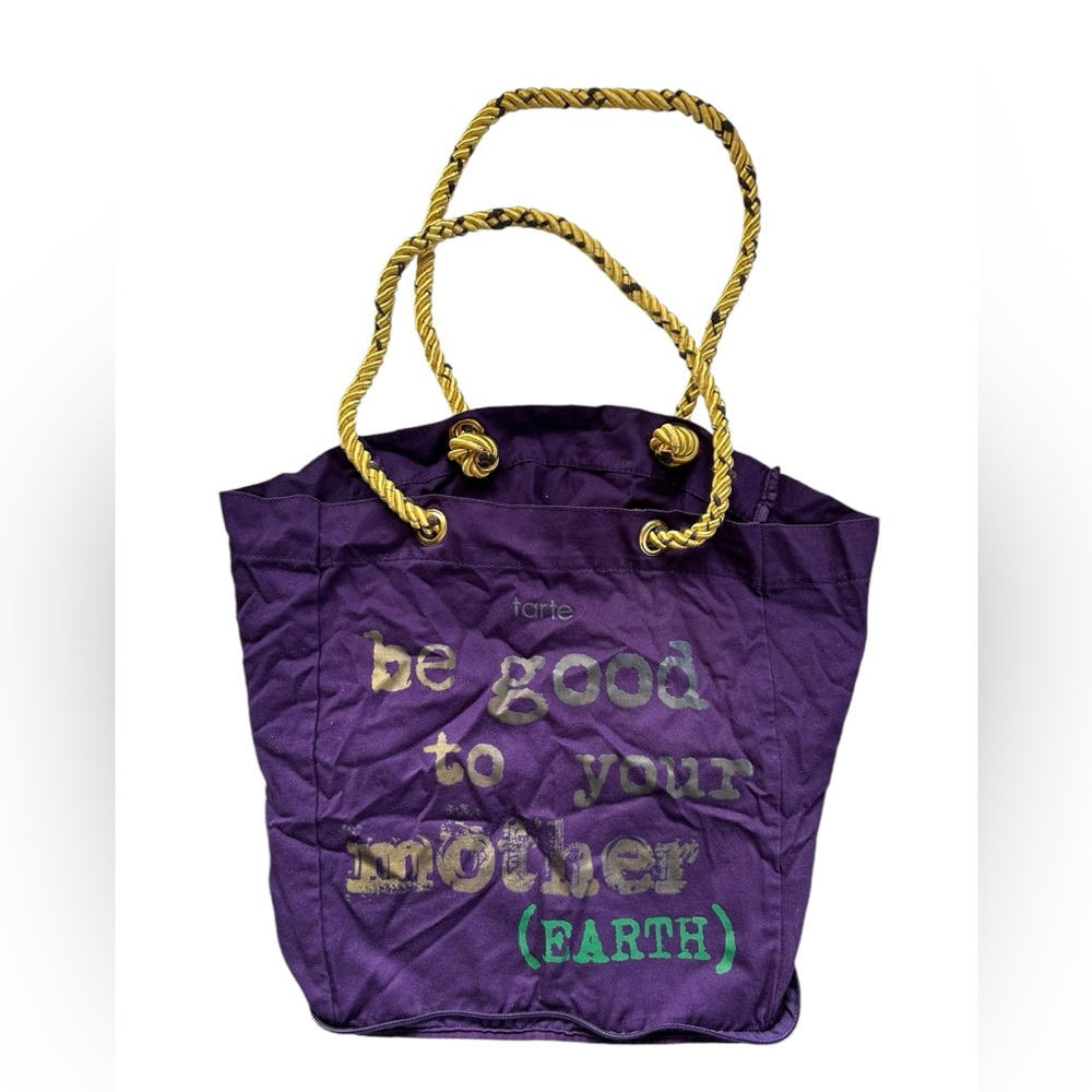 SALE Tarte Cosmetics Purple Cotton Be Good To Your Mother (Earth) Tote Bag